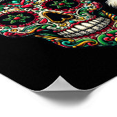 Kerstsuiker schedel Kerstman Hoed Dag van de Doden Poster (Hoek)