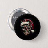 Kerstsuiker schedel Kerstman Hoed Dag van de Doden Ronde Button 5,7 Cm (Voorkant /achterkant)