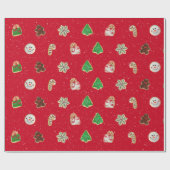 kerstsuikerkoekjes en sneeuwvlokken cadeaupapier (Vlak)