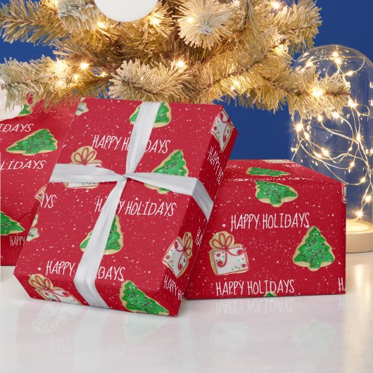 kerstsuikerkoekjes en sneeuwvlokken cadeaupapier (Feestdagen)