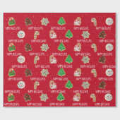 kerstsuikerkoekjes en sneeuwvlokken cadeaupapier (Vlak)