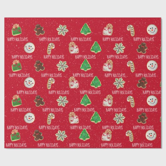 kerstsuikerkoekjes en sneeuwvlokken cadeaupapier (Vlak)