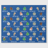 kerstsuikerkoekjes en sneeuwvlokken cadeaupapier (Vlak)