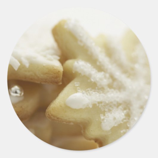 kerstsuikerkoekjes en Wenskaarten Ronde Sticker (Voorkant)