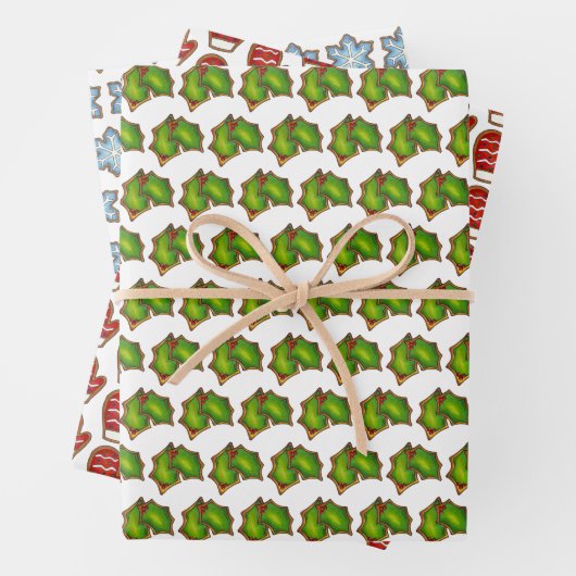 Kerstsuikerkoekjes Holly Mitten Snowflake Inpakpapier Vel (In situ)