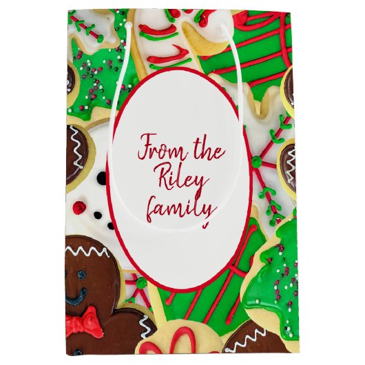 kerstsuikerkoekjes uit de familie medium cadeauzakje (Voorkant)