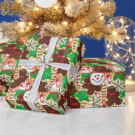 kerstsuikerkoekjespatroon cadeaupapier (Feestdagen)