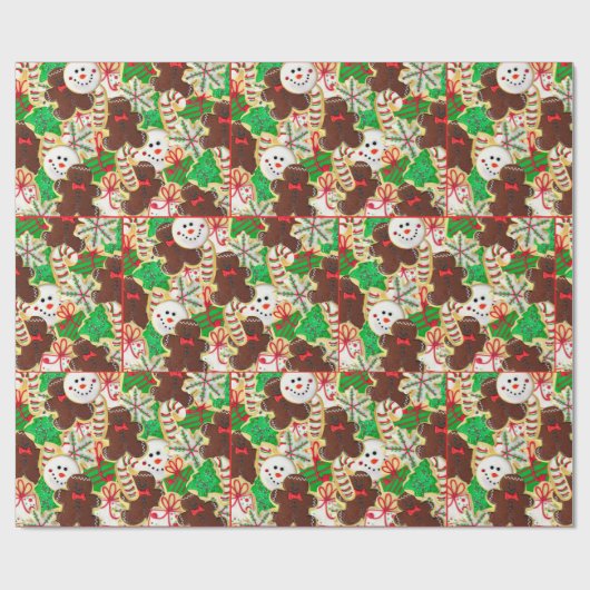 kerstsuikerkoekjespatroon cadeaupapier (Vlak)