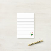 Kerstsuikerstok groen lint kerst gelinieerd post-it® notes (Op bureau)