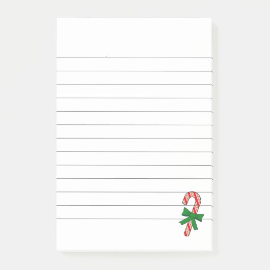 Kerstsuikerstok groen lint kerst gelinieerd post-it® notes (Voorkant)