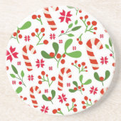 Kerstsuikerstok Steen Onderzetter (Voorkant)