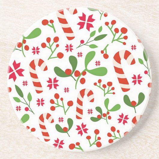 Kerstsuikerstok Steen Onderzetter (Voorkant)