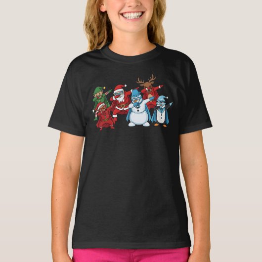 Kerstsuperheldenploeg Dabbing  T-shirt (Voorkant)