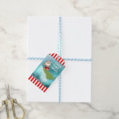 Kerstsurfen Cadeaulabel (Met Touw)