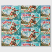 Kerstsurfen met de Kerstman Cadeaupapier (Vlak)