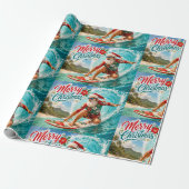 Kerstsurfen met de Kerstman Cadeaupapier (Uitgerold)