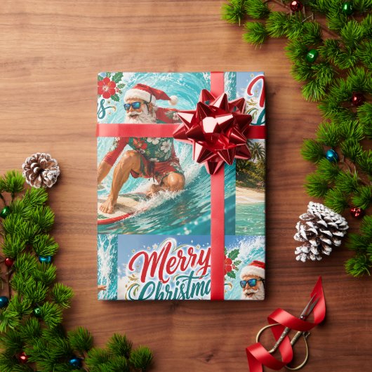 Kerstsurfen met de Kerstman Cadeaupapier (Feestdagen Geschenken)