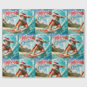 Kerstsurfen met de Kerstman Cadeaupapier (Vlak)