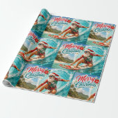 Kerstsurfen met de Kerstman Cadeaupapier (Uitgerold)