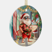 Kerstsurfen met Kerstman surfer Keramisch Ornament (Rechts)