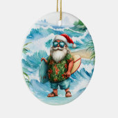 Kerstsurfen met Kerstman surfer Keramisch Ornament (Rechts)