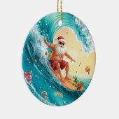 Kerstsurfen met Kerstman surfer Keramisch Ornament (Rechts)