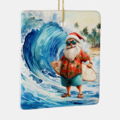 Kerstsurfen met Kerstman surfer Keramisch Ornament (Rechts)