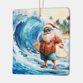Kerstsurfen met Kerstman surfer Keramisch Ornament (Links)