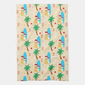 Kerstsurfende Santa Dogs Kitchen Towel Theedoek (Verticaal)