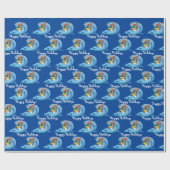 KerstSurfer op Wave Cadeaupapier (Vlak)