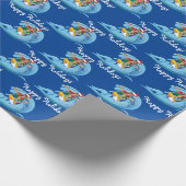 KerstSurfer op Wave Cadeaupapier (Hoek)