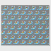 KerstSurfer op Wave Cadeaupapier (Vlak)