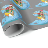 KerstSurfer op Wave Cadeaupapier (Rol Hoek)