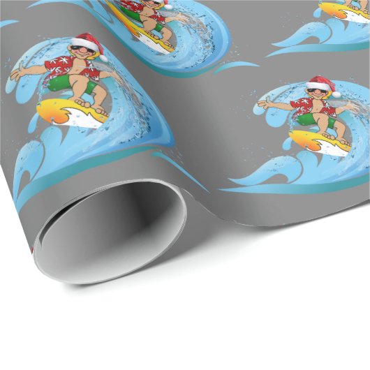KerstSurfer op Wave Cadeaupapier (Rol Hoek)