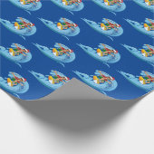 KerstSurfer op Wave Cadeaupapier (Hoek)