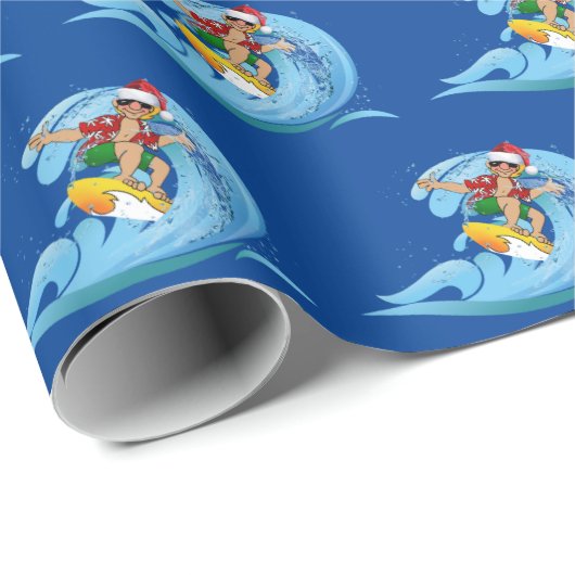 KerstSurfer op Wave Cadeaupapier (Rol Hoek)