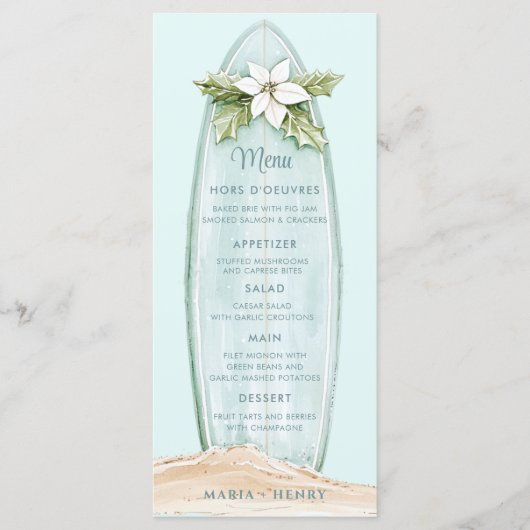 kerstsurfplank | winterstrand menu (Voorkant)