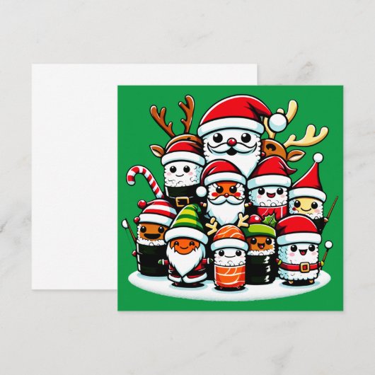 Kerstsushi feestelijke viering kaart (Voorkant / Achterkant)