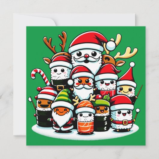 Kerstsushi feestelijke viering kaart (Voorkant)