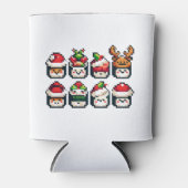 Kerstsushi Gezichten - Schattigee Pixel Art Vakant Blikjeskoeler (Voorkant)