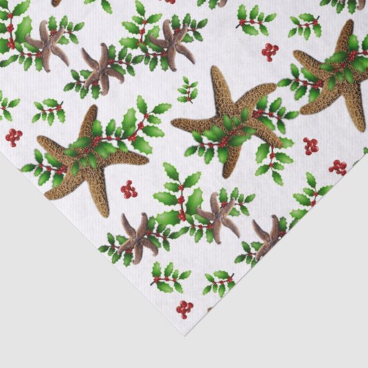 kerstsvis Holly in Berries Tissuepapier (Detail)