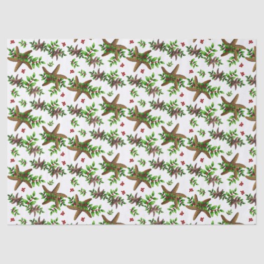 kerstsvis Holly in Berries Tissuepapier (Voorkant)