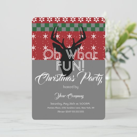 KerstSweater Kantoor Deer Ugly Sweater Kaart (Staand voorkant)