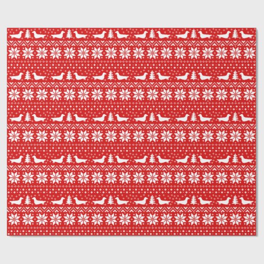KerstSweater Pattern over lange dagen in Dachshund Cadeaupapier (Vlak)