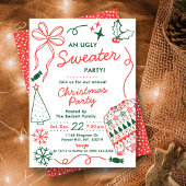 Kerstsweaterfeest met de Hand Getekende Kerst Krab Kaart