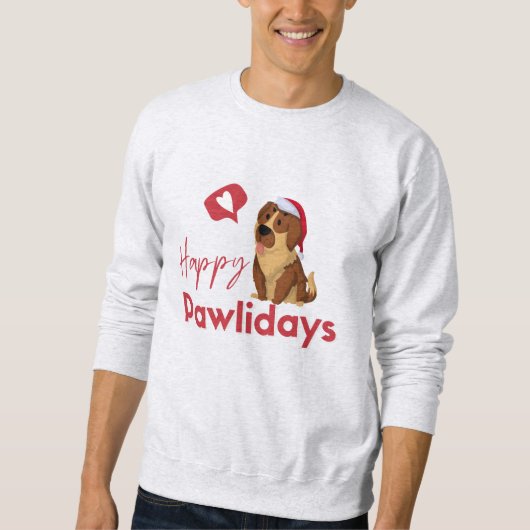 Kerstsweatshirt, Hond, Happy Pawholidays Trui (Voorkant)