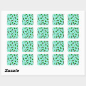 Kerstsymbolen Aqua Cadeautag Vierkante Sticker (Vel)