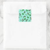 Kerstsymbolen Aqua Cadeautag Vierkante Sticker (Tas)