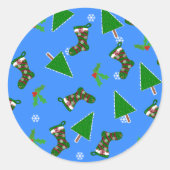 kerstsymbolen Blauwe cadeautjes Label (Voorkant)