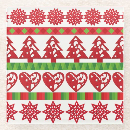 kerstsymbolen glazen onderzetter (Voorkant)